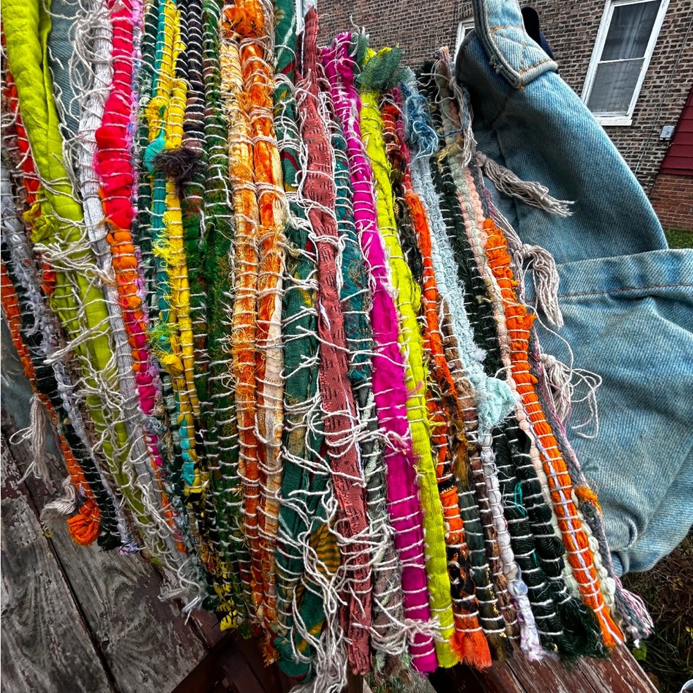 Custom Denim Patchwork Messenger Bag - image 3